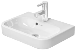 Раковина DURAVIT Happy D.2 WonderGliss, 50х36х14 см, мебельная, прямоугольная, санфарфор, цвет белый, 1 отверстие под смеситель, антигрязевое покрытие, слив/перелив