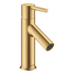 Смеситель для раковины Axor Starck 80, однорычажный, фиксированный излив, длина излива 8,6 см, керамический, латунь, цвет шлифованное золото, со сливным гарнитуром