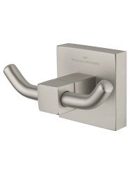Крючок двойной Wonzon & Woghand Polo настенный, нержавеющая сталь, форма прямоугольная, для полотенец/халатов в ванную/туалет/душевую кабину, цвет брашированный никель WW-8925-BN