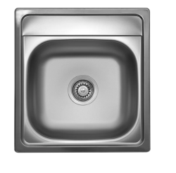 Мойка Ukinox Классика, 41х44 см, врезная, стальная, прямоугольная, цвет нержавеющая сталь, с отверстием под смеситель, слив-перелив, без крыла, для кухни