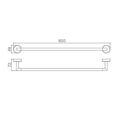 Полотенцедержатель Raglo R320.01.09, одинарный, 600 мм настенный, неповоротный, латунь, для полотенец в ванную/туалет/душевую кабину, цвет графит