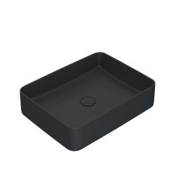 Раковина IDDIS Slide 36х47х11 см, накладная, прямоугольная, керамическая/фарфоровая, цвет черный матовый, без отверстия под смеситель, без слив-перелива