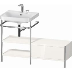 Консоль с раковиной Duravit Happy D.2 Plus c-bonded, 120х49х85 см, напольная, металл/ДСП 2 выдвижных ящика, левая, цвет: белый глянец /умывальник, цвет белый, керамика, 2 отверстия под смеситель