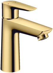 Смеситель для раковины Hansgrohe Talis E 110 однорычажный, фиксированный, излив короткий, длина 11,2 см, керамический, латунь, цвет полированное золото, без донного клапана