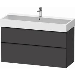 Тумба под раковину Duravit D-Neo, 118,4х44,2х62,5 см, подвесная, 2 выдвижных ящика, ДСП, цвет: графит матовый, шкафчик навесной, прямоугольная, правая/левая, в ванную комнату