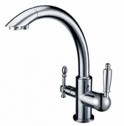 Смеситель для кухни/мойки ZorG ZR 314, под фильтр, однорычажный, поворотный, керамический картридж, длина излива 230 мм, латунь, цвет хром