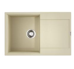 Мойка кухонная Omoikiri Daisen 65T-BE, 65х51 см, врезная, из искусственного гранита (Tetogranit), прямоугольная, цвет ваниль, без отверстия под смеситель, с крылом, оборачиваемая, слив-перелив
