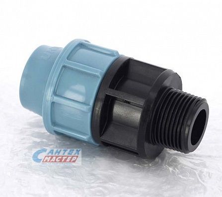Муфта ПНД 20х3/4" нр Unidelta, переходная, пластиковый, полипропилен, пэ, фитинг компрессионный (обжим) для труб