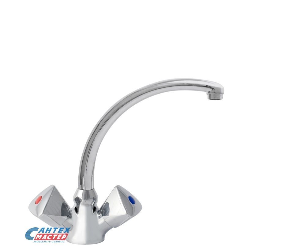 Смеситель для кухни/мойки Mofem Evrostar 112 E двухвентильный, резиновый, с высоким поворотным изливом, длина 210 мм, латунь, цвет хром, кухонный, хромированный, вертикальный, кран, комплект, сантехника, водопроводные, размер, характеристики, высота