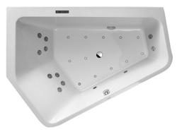 Ванна Duravit Paiova 5 177х130 см гидромассажная, встраиваемая, акриловая, цвет: белый, с рамой/сливом-переливом, без фронтальной панели, асимметричная/угловая, с системой гидромассажа Combi-System L, c двумя наклонами для спины, левая