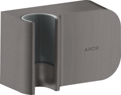 Держатель для душевой лейки Axor One Porter со шланговым подсоединением, 9,5х6х4,2 см, настенный, латунный, прямоугольный, цвет шлифованный черный хром, для душевого шланга, для душа/ванной/душевой кабины, на стенку