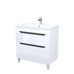 Тумба c раковиной IDDIS Ray, 815х455х835 мм, напольная, 2 выдвижных ящика, МДФ/раковина накладная, прямоугольная, цвет белый, санфарфор, отверстие под смеситель RAY80WFi95K