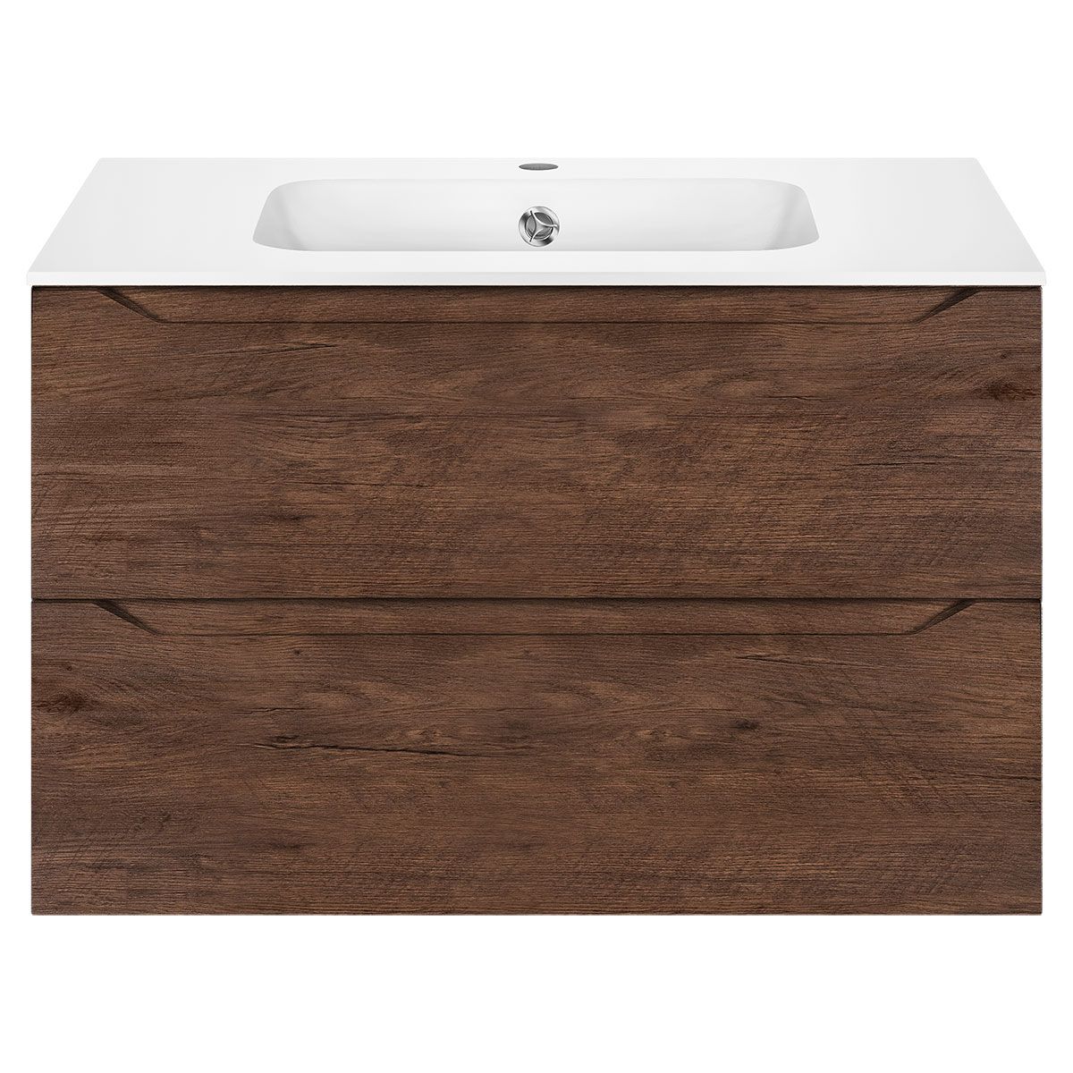 Тумба/база под раковину Vincea Norma 800 R.Wood, 80,7х46х55 см, навесная, цвет темное дерево, 2 выдвижных/выкатных ящика, ЛДСП, шкаф/шкафчик подвесной, прямоугольная, правая/левая