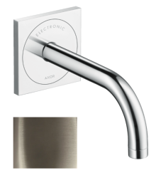 Смеситель для раковины AXOR Uno², электронный, сенсорный, инфракрасный, настенный/скрытый монтаж, фиксированный излив, длина 16,5 см, латунь, цвет полированный никель, питание от сети 230V