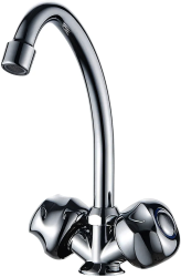 Смеситель для кухни/мойки LEDEME, двухвентильный, поворотный, силуминовый, длина излива 166 мм, силумин, цвет хром