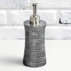 Дозатор жидкого мыла WasserKRAFT Salm, настольный, полирезин/металл, форма округлая, для мыла в ванную/туалет/душевую кабину, цвет серый