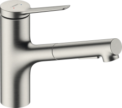 Смеситель для кухни/мойки Hansgrohe Zesis M33, 150 2jet, однорычажный, керамический, с поворотным/вытяжным изливом, длина 21,9 см, латунь, цвет под сталь Смеситель для кухни/мойки Hansgrohe Zesis M33, 150 2jet, однорычажный, керамический, с поворотным/вытяжным изливом, длина 21,9 см, латунь, цвет под сталь