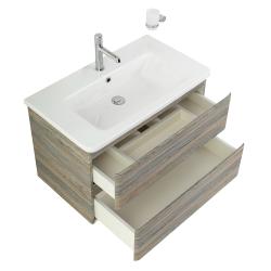 Тумба под раковину BelBagno Albano-Cer 105, 105х46х53 см, подвесная, 2 выкатных ящика, МДФ, цвет: древесный узор, шкафчик навесной, механизм доводчика, прямоугольная