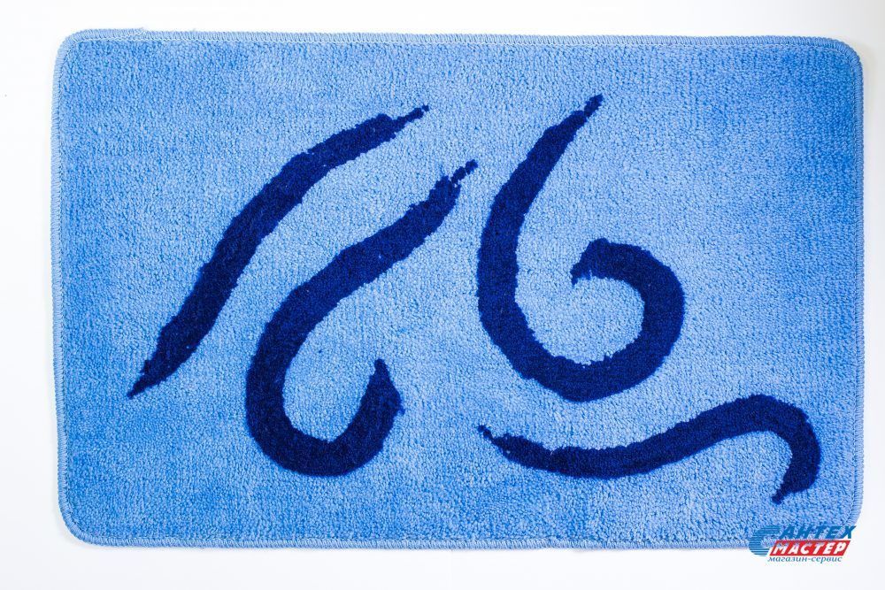 Коврик для ванны АкваЛиния 50х80 акрил синий узоры 412