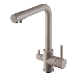 Смеситель для кухни/мойки Акватон Руан, под фильтр, однорычажный, поворотный, керамический, длина излива 222 мм, латунь, цвет серый шелк