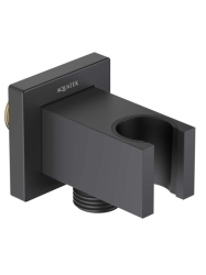 Шланговое подключение Aquatek AQ2463MB цвет матовый черный, с держателем душевой лейки, резьбовое соединение, настенное, для душа/ванной, латунь, квадратное