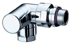 Запорный трехосевой вентиль Far 1/2" M24x19 с накидной гайкой цвет серебрянный с уплотнением левый