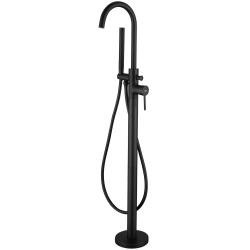 Смеситель для ванны/душа ABBER Wasser Kreis напольный, однорычажный, неповоротный, длина излива 200 мм, латунь, цвет черный матовый