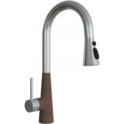 Смеситель для кухни Florentina Вита Pro, однорычажный, выдвижной, керамический, с высоким изливом, высота излива 22,1 см, латунь, цвет коричневый