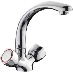 Смеситель для кухни/мойки LEDEME, двухвентильный, поворотный, силуминовый, длина излива 196 мм, силумин, цвет хром