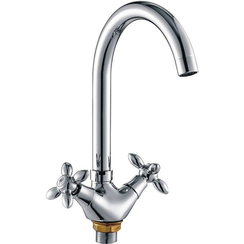 Смеситель для кухни/мойки HAIBA CRON двухвентильный, поворотный, длина 177 мм, силумин, цвет хром