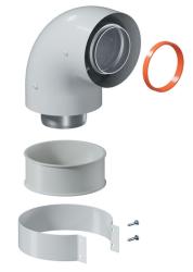 Отвод дымохода коаксиальный Okseler D60/100 промежуточный 90°, раструбный, п/п для дымохода