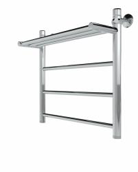 Полотенцесушитель 600х400 мм Indigo Line LLSHW60-40P 1"дюйм, водяной, с полкой, нижнее подкл, из нержавеющей стали, форма лесенка, настенный, цвет хром, для ванны, вертикальный