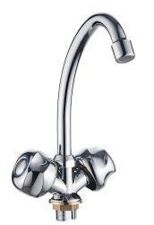 Смеситель для кухни/мойки LEDEME, двухвентильный, поворотный, силуминовый, длина излива 166 мм, силумин, цвет хром