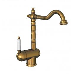 Смеситель для кухни Florentina Ода, однорычажный, поворотный, керамический, с высоким изливом Г-образной формы, высота излива 25,5 см, латунь, цвет бронза
