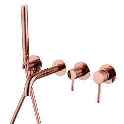 Смеситель для ванны/душа ABBER Wasser Kreis однорычажный, встраиваемый, неповоротный, латунь, длина излива 220 мм, керамический, цвет розовое золото