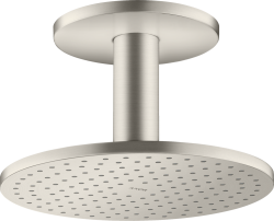 Верхний душ AXOR ShowerSolutions 250 2jet, с потолочным подсоединением, потолочный монтаж, круглый, с 2 режимами, размер 25 см, металлический, цвет: под сталь, для душа/ванной