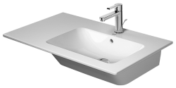 Раковина DURAVIT ME by Starck WonderGliss 83х49х18 см, подвесная, прямоугольная, санфарфор, с крылом, чаша справа, цвет  белый шелковисто-матовый, 1 отверстие под смеситель, антигрязевое покрытие, слив/перелив, правая