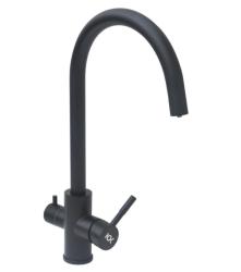Смеситель для кухни/мойки Ukinox, с подключением фильтра для питьевой воды, однорычажный, поворотный, керамический, длина излива 210 мм, нержавеющая сталь, цвет уголь