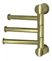 Полотенцедержатель WasserKRAFT, тройной, настенный, металлический, поворотный, для полотенец в ванную/туалет/душевую кабину, цвет золото матовое