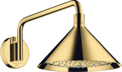 Верхний душ AXOR Showers/Front 240 2jet с держателем, настенный монтаж, круглый, с 2 режимами, размер 27,9х27,9 см, металлический, цвет: полированное золото, для душа/ванной