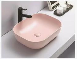 Раковина для ванной CeramaLux NC 78104MP-3 50,5х14х40,5 накладная, прямоугольная, керамическая/фарфоровая, цвет розовый, без отверстия под смеситель, без слива-перелива