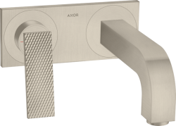 Смеситель для раковины Axor Citterio, однорычажный с рычаговой рукояткой с текстурой, настенный/встраиваемый, скрытого монтажа, фиксированный излив, длина излива 22 см, керамический, латунь, цвет шлифованный никель, с панелью