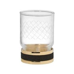 Стакан Boheme Royal Cristal Black, с держателем, настольный, латунь/сталь/стекло, форма округлая, для зубных щеток в ванную/туалет/душевую кабину, цвет золото