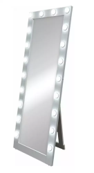 Зеркало гримерное Континент, 60х175 см, с LED/ЛЕД-лампами (20 ламп), цвет рамы: черный, прямоугольное, выключатель механический, светодиодное, напольное/свободностоящее