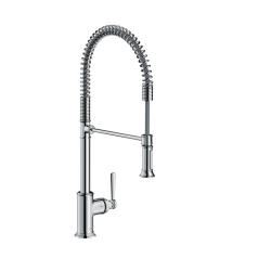 Смеситель для кухни/мойки Axor Montreux 210 Semi-Pro, однорычажный, керамический, с поворотным/вытяжным/гибким изливом, длина 27 см, латунь, цвет под сталь, кухонный