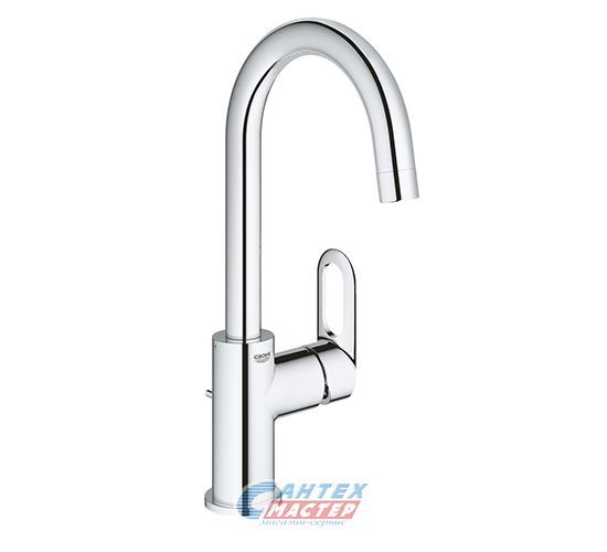 Смеситель для раковины Grohe BauFlow однорычажный, излив средний, длина 140 мм, керамический, латунь, цвет хром, без донного клапана