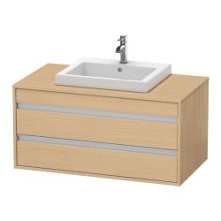 Тумба под раковину для консоли/столешницы Duravit Ketho 100х55х49,6 см, подвесная, ДСП, цвет: натуральный дуб, 2 выдвижных ящика, для встраиваемой сверху раковины, прямоугольная