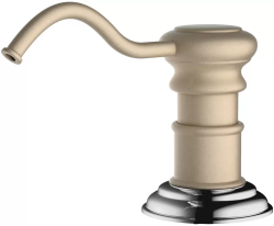 Встраиваемый дозатор Omoikiri ОМ-01-CH для жидкого мыла, латунь/пластик, цвет шампань, емкость дозатора пластиковая, объем - 500 мл, для кухонных моек, встраиваемый в мойку, для кухни, в столешницу