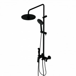 Душевая система Damixa Origin Bit, со смесителем цвет черный матовый, без смесителя, комплект: тропический душ (с верхней лейкой)/стойка/лейка/шланг