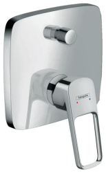 Смеситель для ванны Hansgrohe Logis loop скрытого монтажа, настенный/встраиваемый, однорычажный, латунный, без излива, керамический, цвет хром, без душевого шланга/лейки